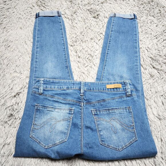 Royalty‎ For Me Mid Rise Ankle Womens Jeans Sz 4 Blue Denim Cuffed Stretch 28x27 - Picture 4 of 13